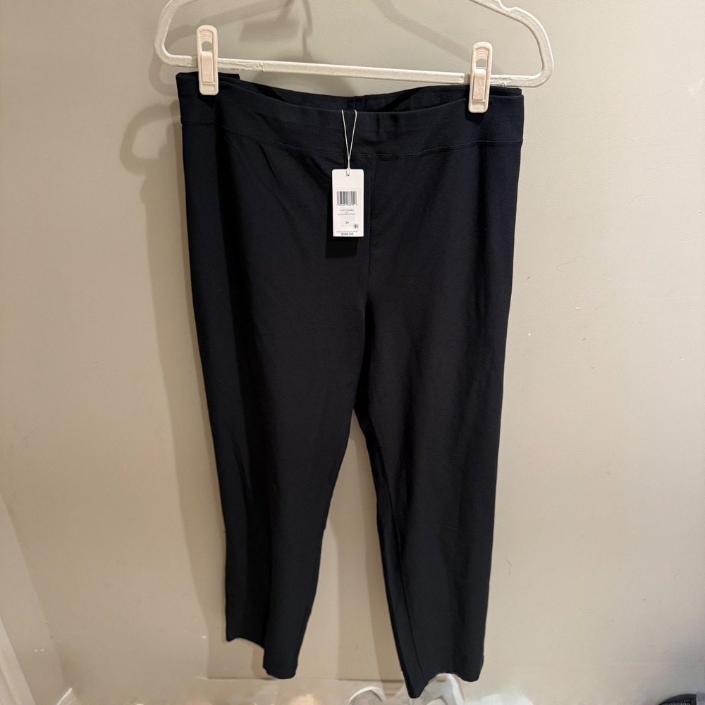 Eileen Fisher Ivy Slim Ankle‎ Pant Black Plus Size 3X New F1TK1-P0696M Stretch